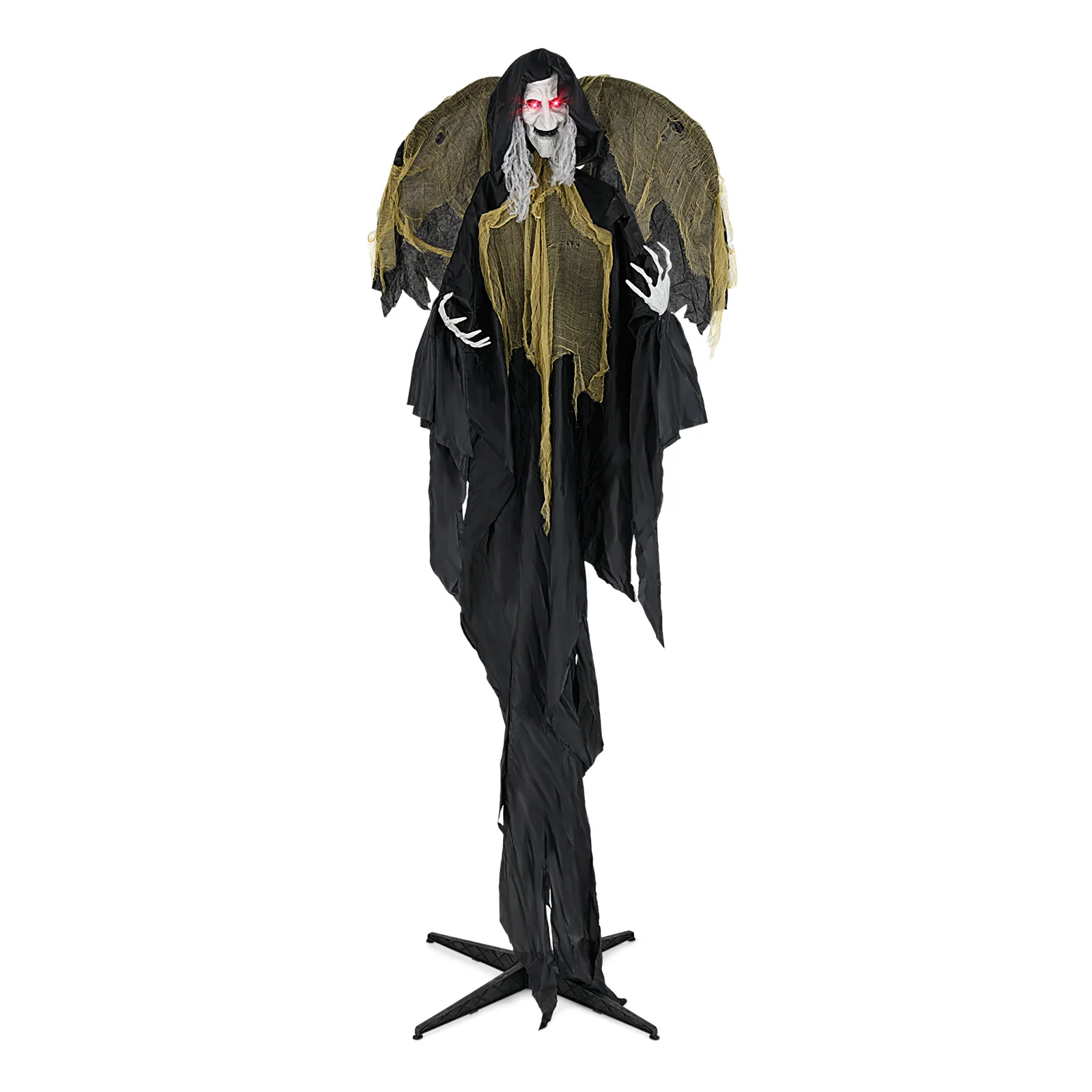 8. 2 FT Halloween Standing Witch, Poseable Halloween Animatronic Prop with Light up Eyes, Sounds & Movements