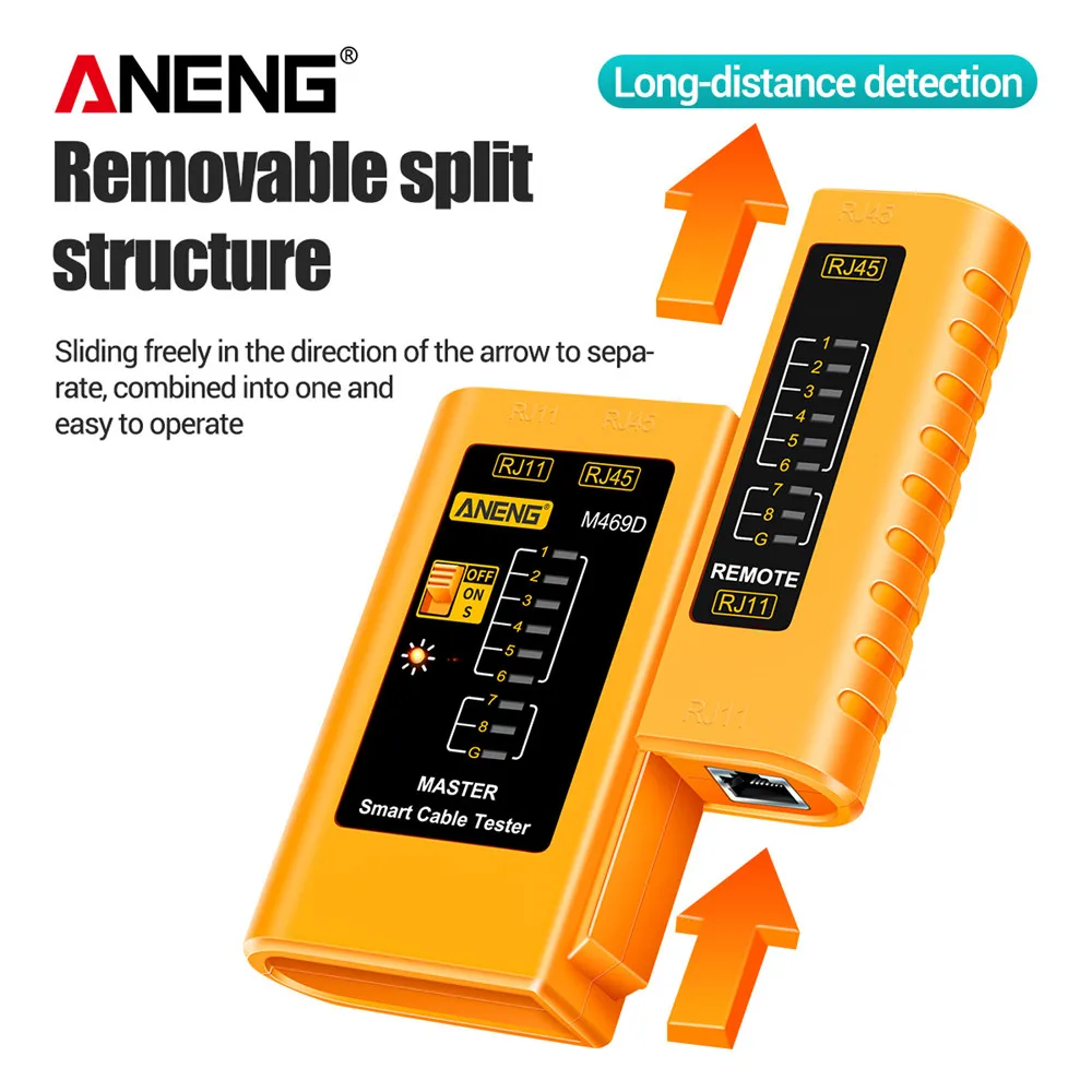 ANENG Network Cable Tester Pairing Instrument for RJ11 RJ45 Telephone Lines LED Indicator On-off Checking Shielded Network Cable