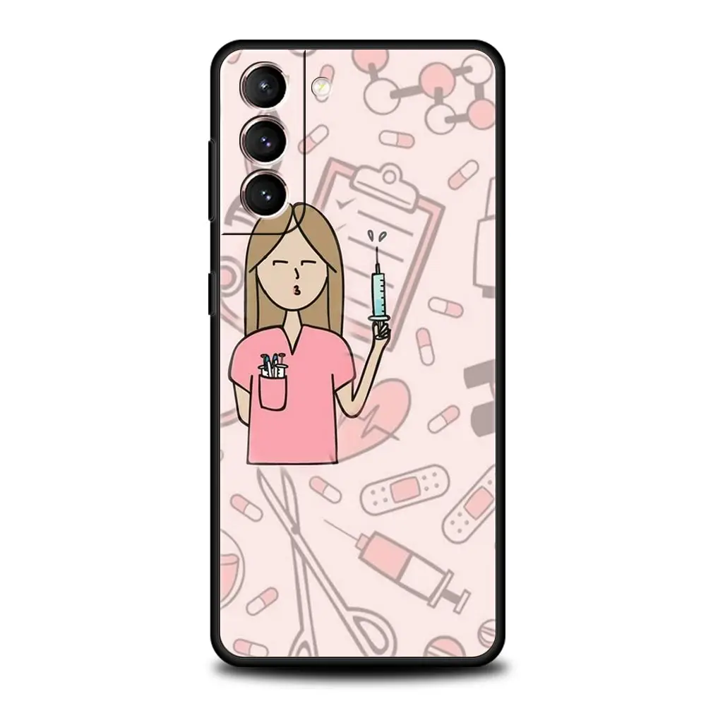 Phone Case For Samsung Galaxy S24 S23 Ultra S22 S21 S20 FE 5G S10 S10E S9 Plus S8 Soft Black Cover Doctor Nurse Medical Medicine