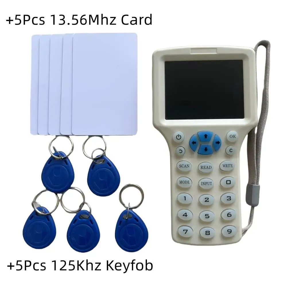 10 Frequency NFC Smart Card Reader Writer Duplicator 125Khz 13.56MHz RFID Copier USB Encryption Decoding Reader Key Replicator