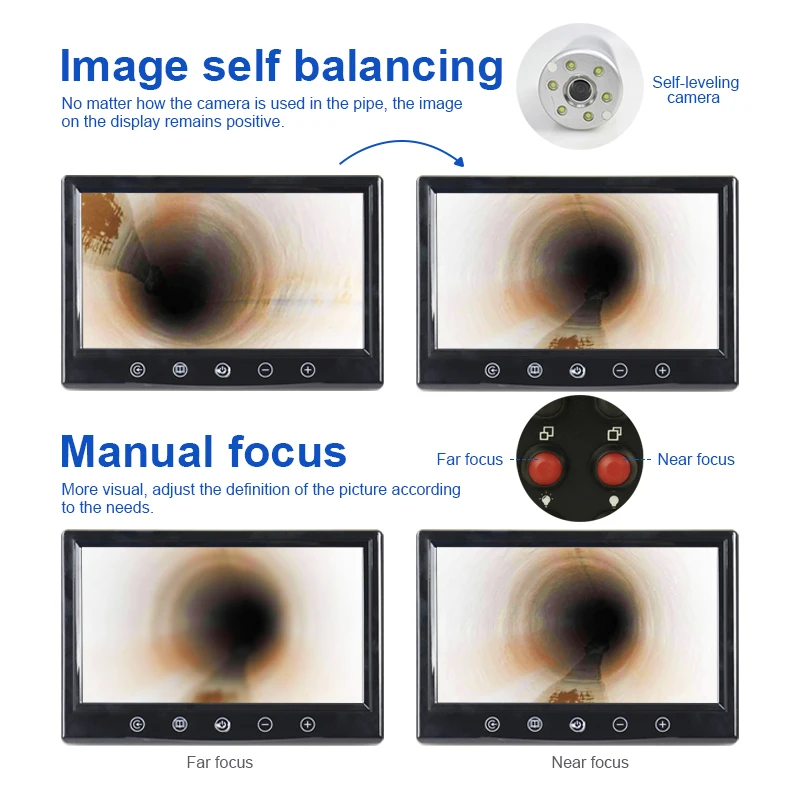 كاميرا مجاري قبة 360 درجة CMOS الاستشعار دفع قضيب فحص آبار المياه العميقة خط أنابيب السباكة DVR استنزاف الأنابيب التفتيش DVR