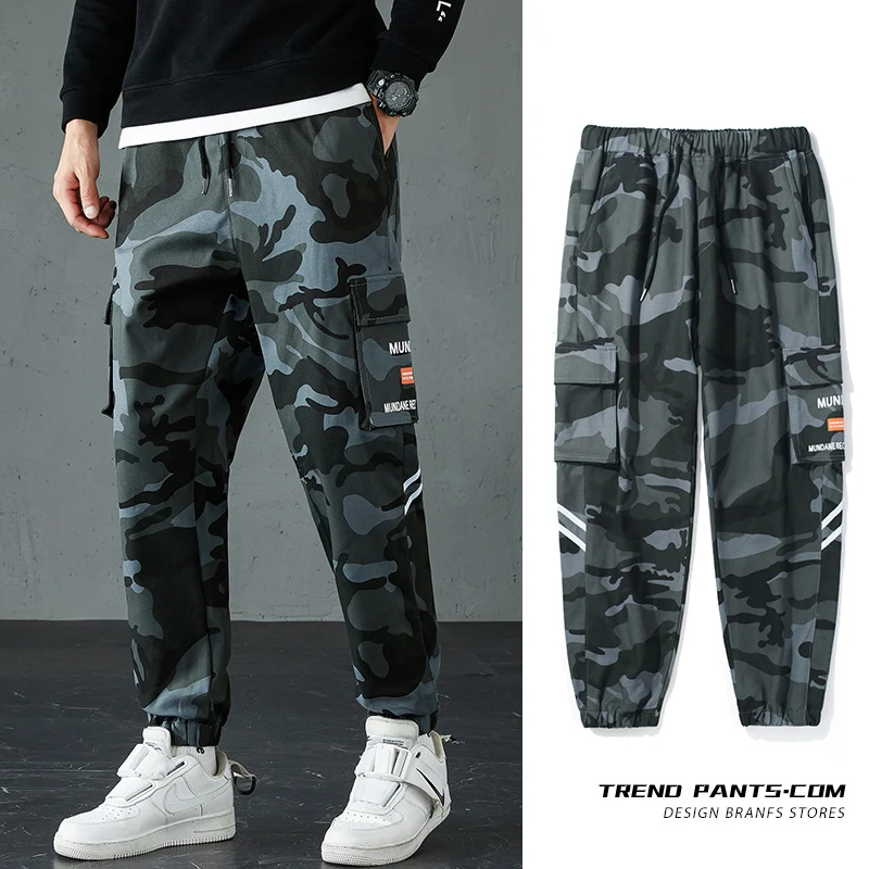 Cargo pants Men's Tactics Pants Camouflage Y2K Outdoor Mountaineering Elastic Waist Casual Pants