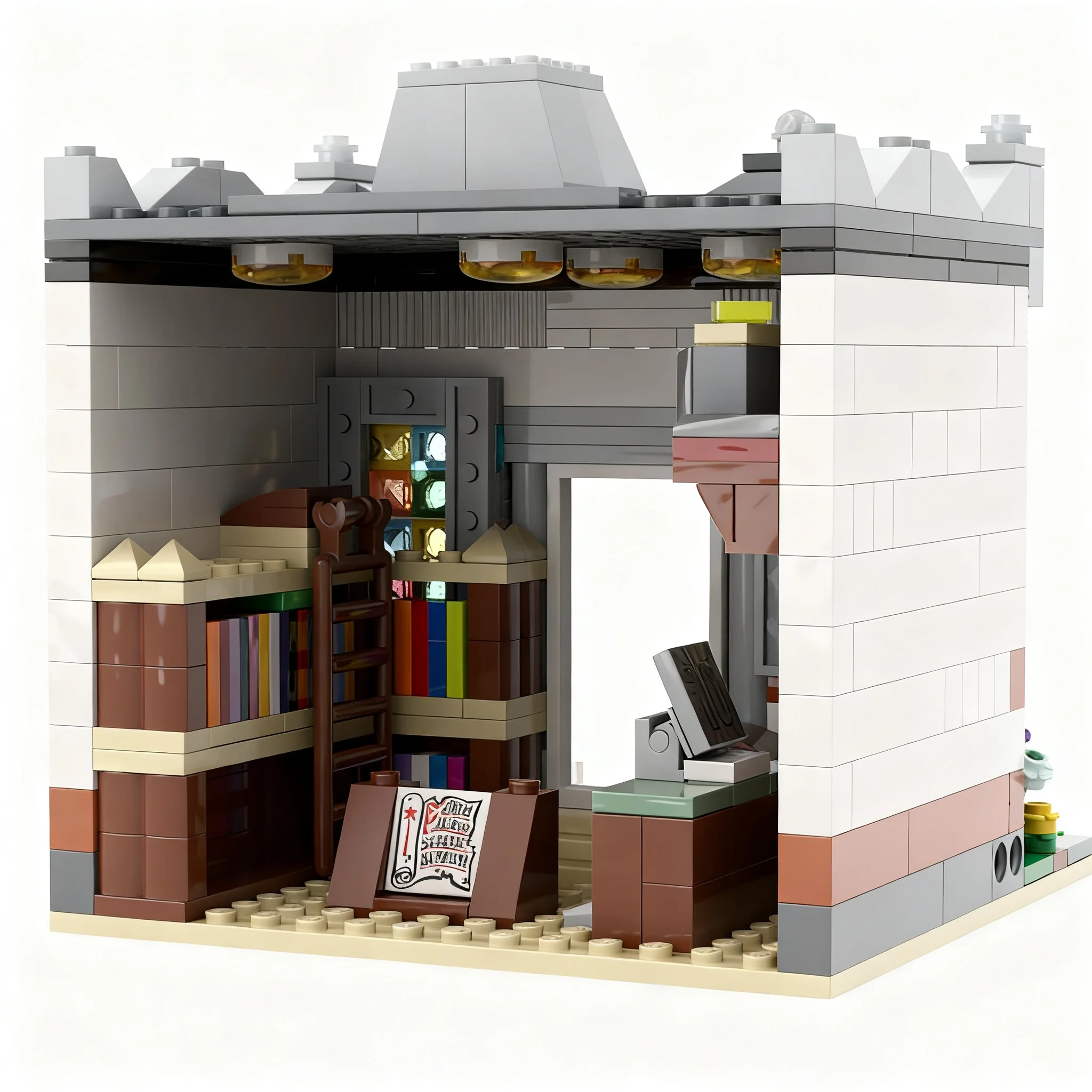 442pcs MOC City Small City Library Model Building Blocks Construction Toys Christmas Gifts DIY Education Kids Assemble Creative