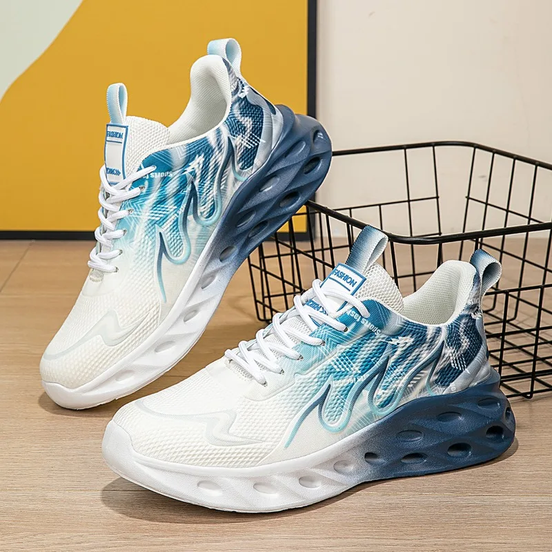 

Couple Trendy Sneakers Mesh Soft Bottom Lace-up Tennis Shoes Outdoor Comfortable Lady Casual Sneaker Elastic Light Running Shoe