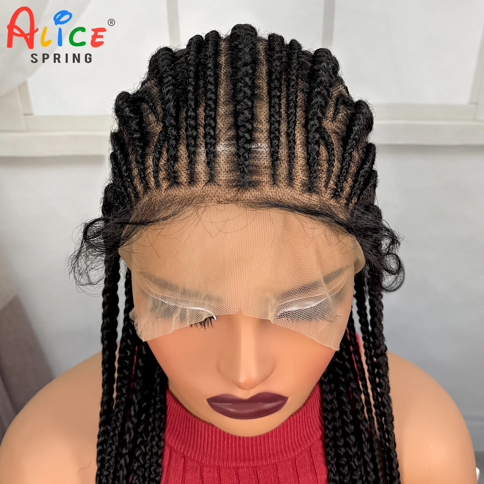 36inch Cornrow Braided Wigs Synthetic Full Lace Natural Braiding Hair Wigs Box Braided Lace Wigs with Baby Hair for Black Women