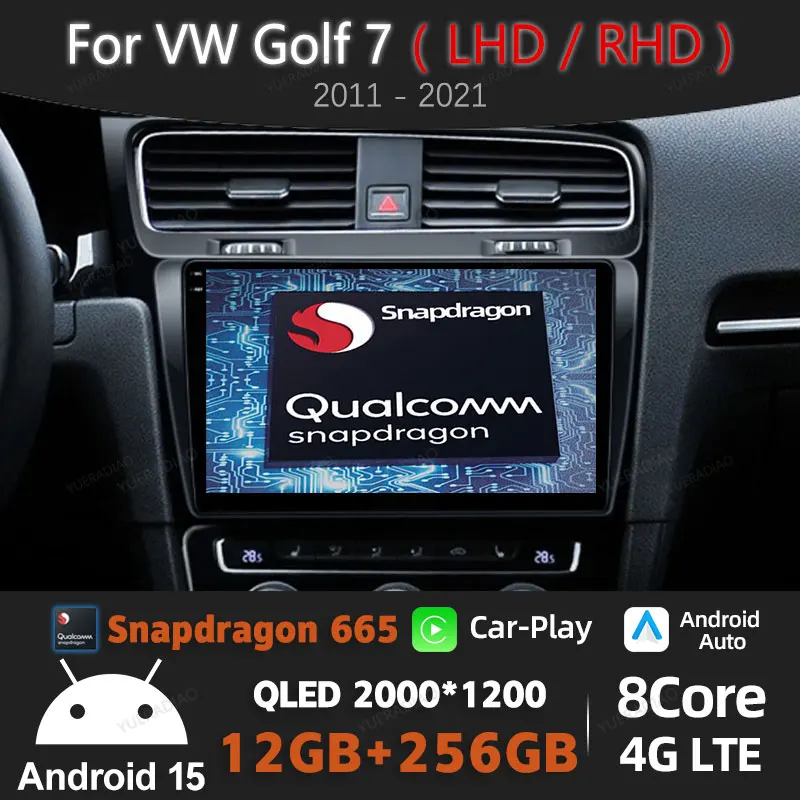 

Android 15 Car Radio For Volkswagen VW Golf 7 MK7 GTI 2011 - 2021 Qualcomm Multimedia Video Player GPS NAVI Head Unit 4G WIFI BT