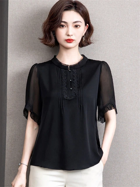 Blusas de gasa manga corta new arrivals