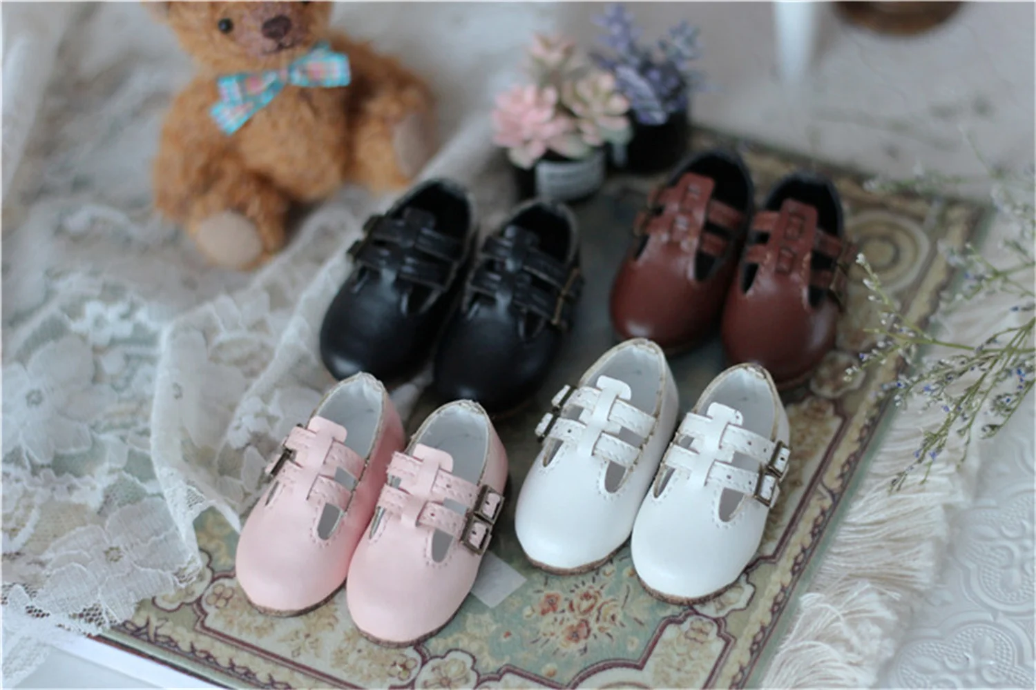 

BJD Shoes 1/6 double button round head leather shoes BJD doll accessories