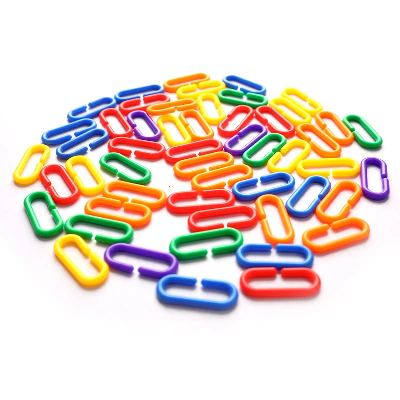 50PCS/lot Plastic Parrot Toys C-clips Hooks Chain C-links Sugar Glider Rat Parrot Bird Toy Parts Parakeet Bird Accessories