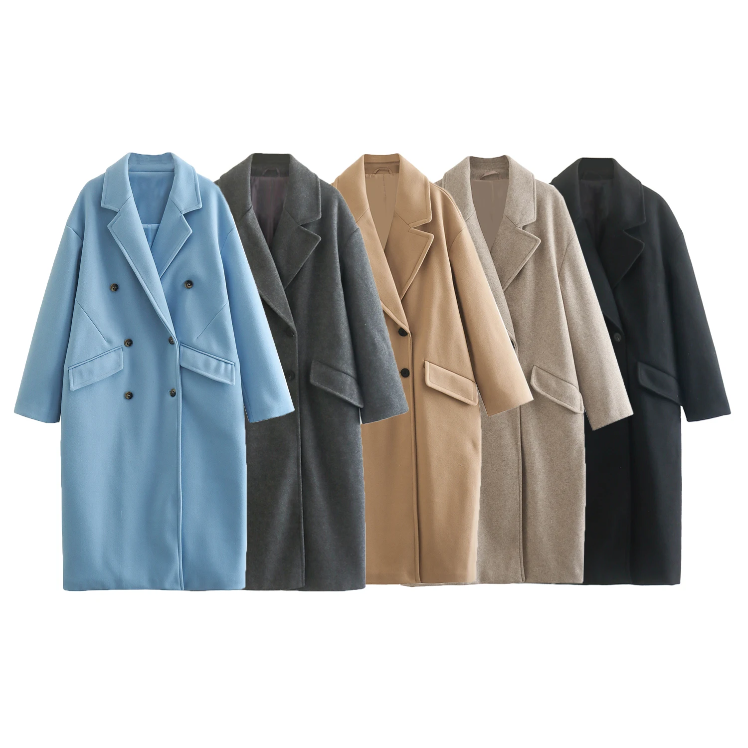 

2025 new women's fashion casual versatile lapel double-breasted long coat jacket