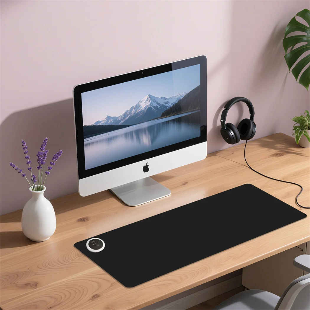 

Black PU Heated Mouse Pad 3-Speed Temperature Control Warm Hand Heating Mouse Pad Large Gaming Desk Mat Mousepad