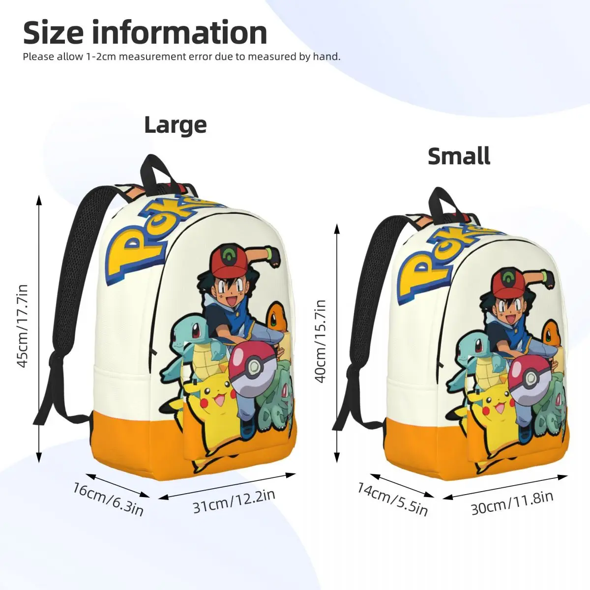 Birthday Gift Pokemon Ashh Poke Poke Sticker Retro Washable Rucksack Pocket Monster Pikachu For Men Kid Knapsack High School