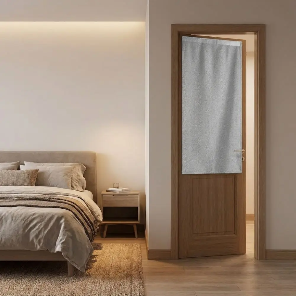 Self-Adhesive Blackout Curtains Dust-proof UV Protection Magic Tape Curtain Imitation Linen Texture Light Blocking