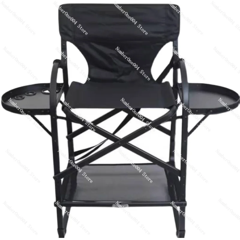 New Aluminum Alloy High Leg Black Folding Cosmetic Chair Outdoor Camping Portable Director Chair Hairdressing Chair