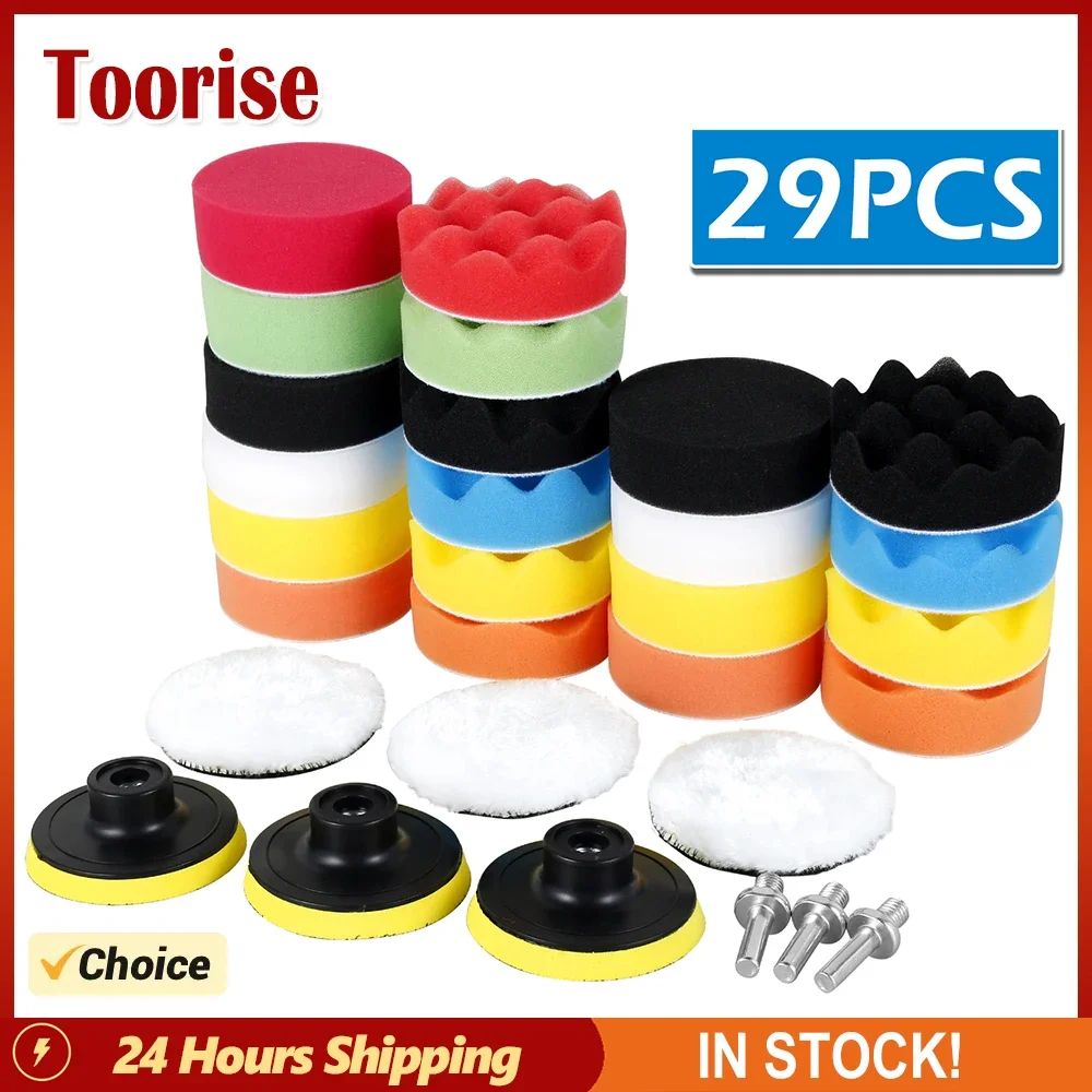 Car Polishing Sponge Pads Kit Almofada de Espuma Kit Buffer Machine Wax Pads para Auto Motocicleta Veículo Remove Scratches 29 Pcs