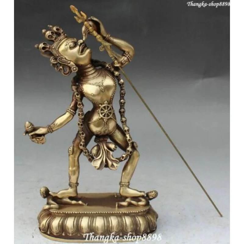 

Tibet Brass Vajra Vajrayogini Vajravarahi Dorje Phakmo Buddha Fa Qi Skull Statue