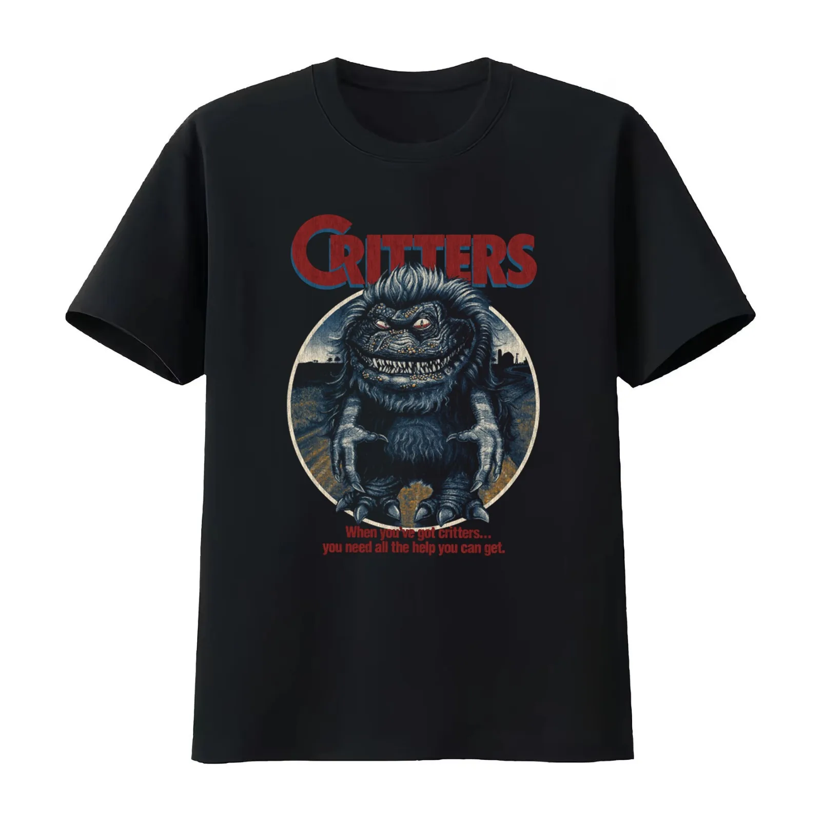 Crittérs cúlt clássic horror T-Shirt Summer Casual Cotton Tee Oversized Streetwear Tops Vintage Graphic Print 100% Cotton