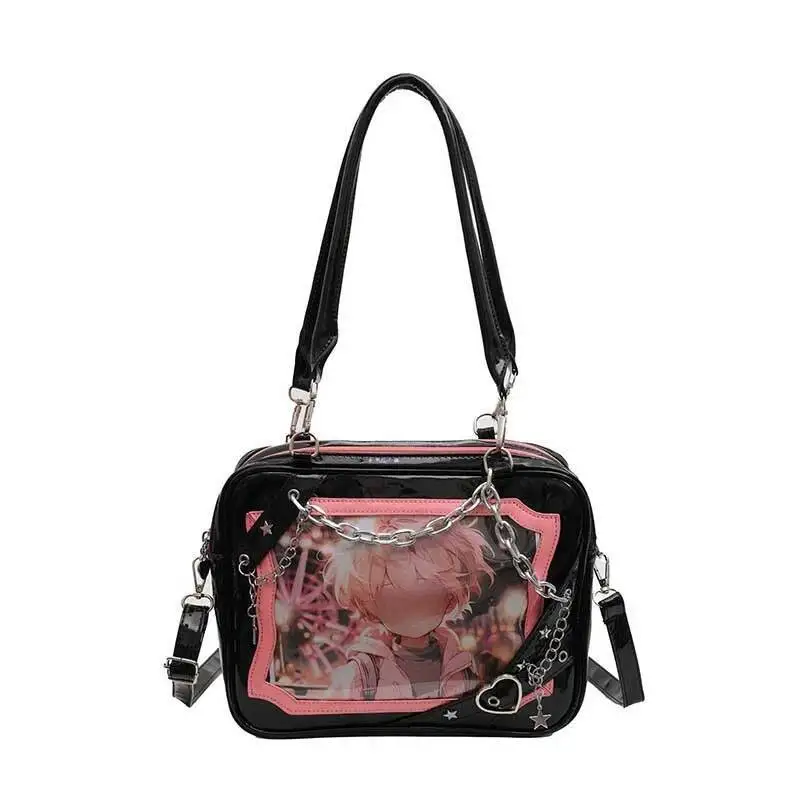 Y2k Chain Transparent Punk Shoulder Underarm Bag All Match Ins Women's Handbags Korean Casual Fashion Crossbody Ita Bags