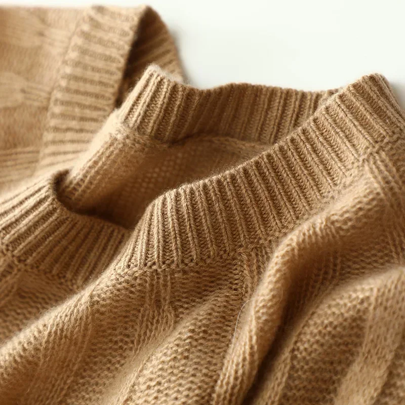 winter chunky cable knit 100% cashmere loose knitwear sweater women's korean fashion oversized warm pullovers ladies chic tops