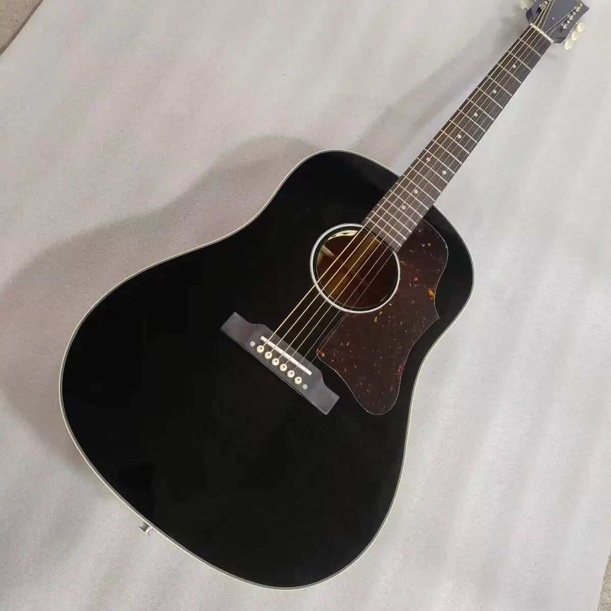 AAA grade custom acoustic guitar -slope shoulder vintage- black finish professional 6 strings guitar