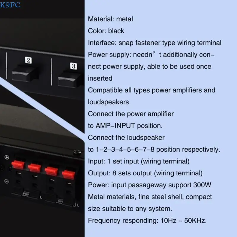 K9FC Amplifiers Speaker Switcher Box 10Hz-50KHz Sound Switching Distributor 4-16Ω
