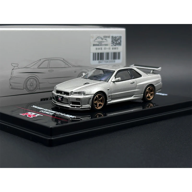 INNO In Stock 1:64 Skyline GTR R34 V Spec II Silver Diecast Diorama Car Model Collection Miniature Toy