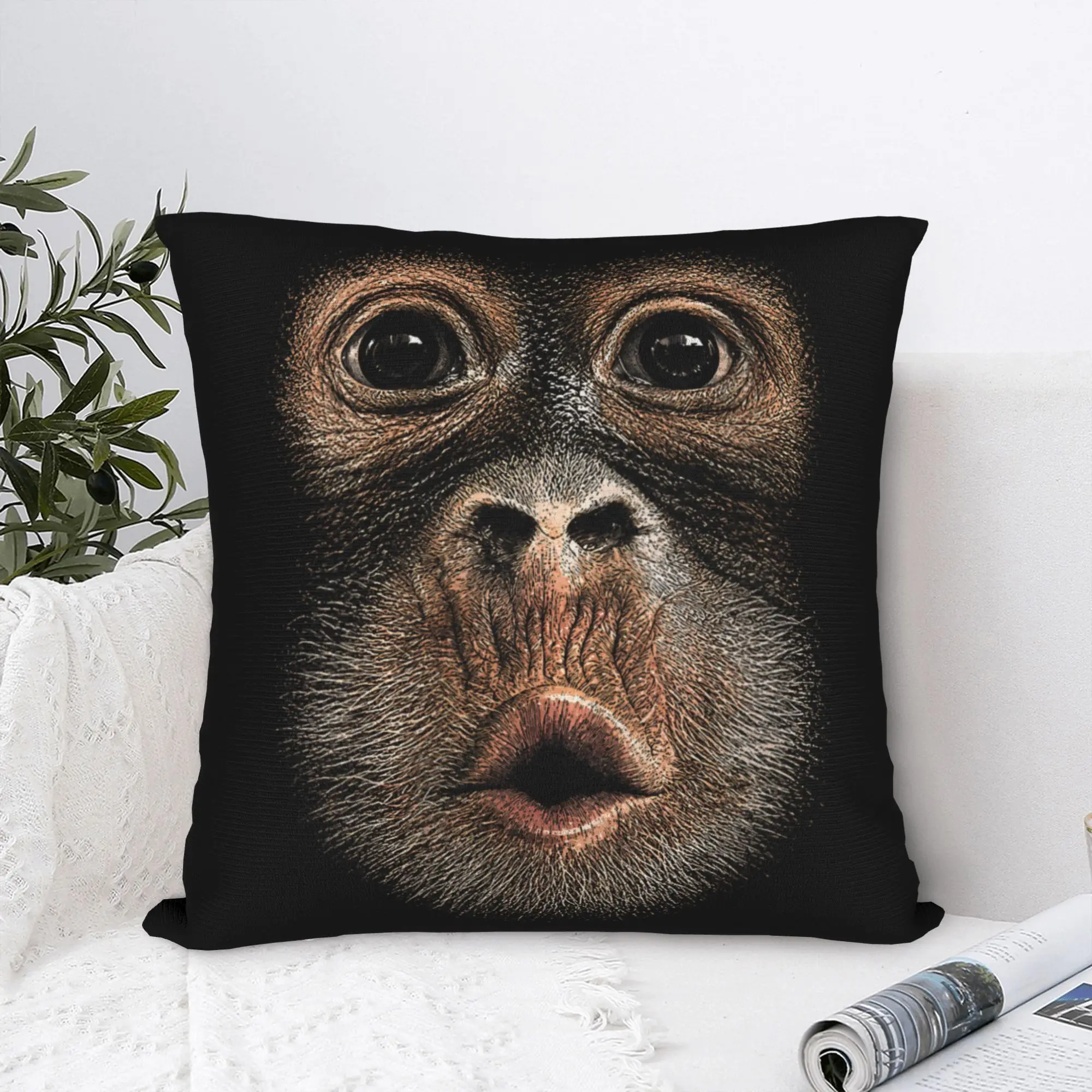 Printed Funny Monkey Blowing Stomach Face Pillowcase Polyester Cushion Cover Decoration Meme Throw Pillow Case Cover Home Zipper