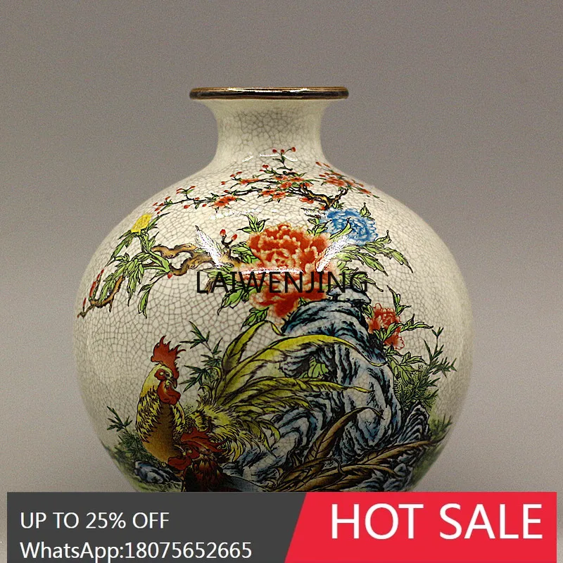 

HLZ Qianlong annual pastel rich apple bottle antique porcelain flower arrangement collection