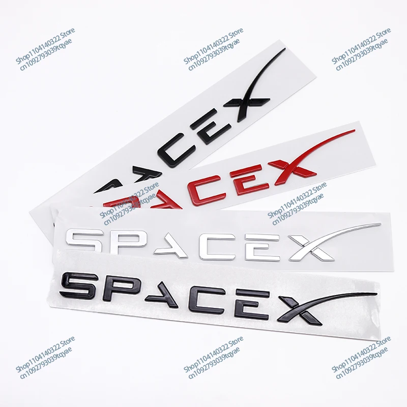 ABS SpaceX Dual Motor Sticker Fender Side Decal For Tesla Model Y S 3 X Letters Space Logo Rear Emblem Badge Trunk Accessories