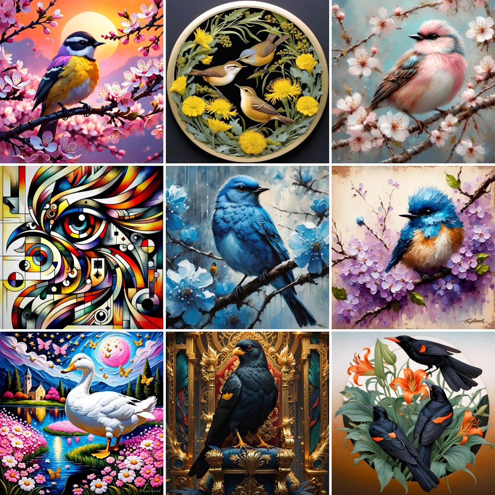 Bird Sparrow Crow Printed Canvas Cross-Stitch Kit Embroidery Painting Knitting Handmade Needlework Sales For Adults Wholesale