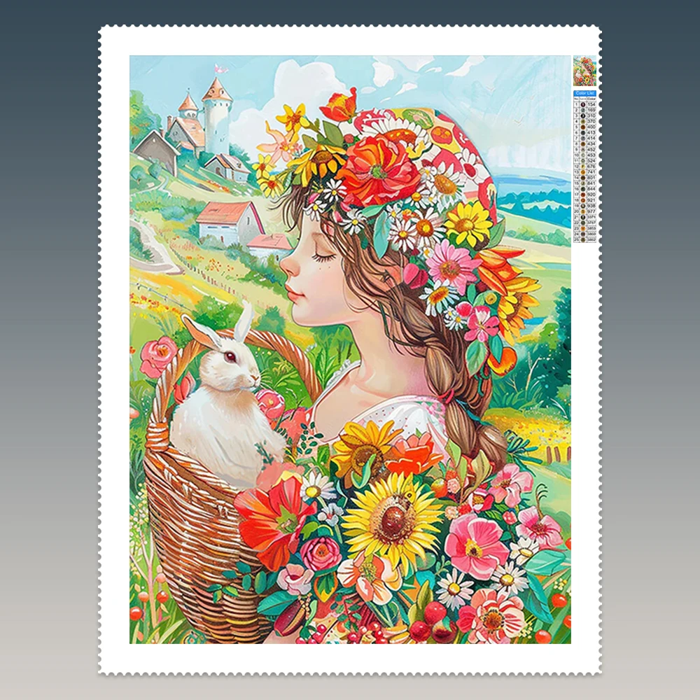 FOREVER YOUNG 5D DIY Diamond Painting Flower Crown Girly Fantasy Countryside AB Diamond Home Decor Cross-stitch art