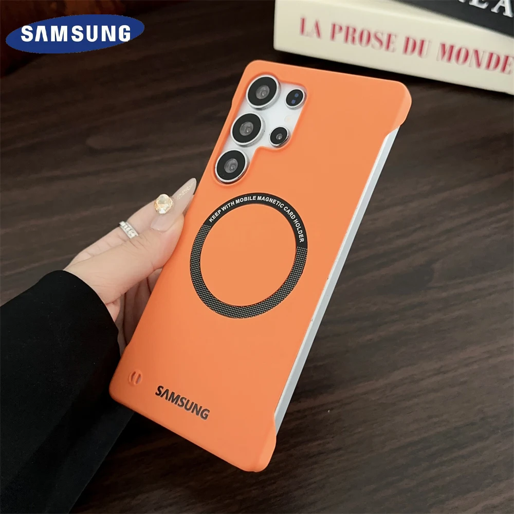 Frameless for Magsafe Wireless Charge Matte Case for Samsung Galaxy S25 S24 Ultra S23 S22 Plus S21 S20 FE Hard PC Solid Cover