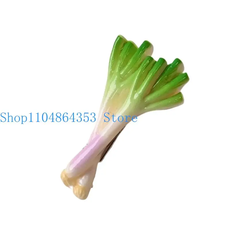 652F Vegetable-Design Resin Hair Barrettes with Metal Backings for Arranging Hair Along the Front and Side Sections, Set of 10