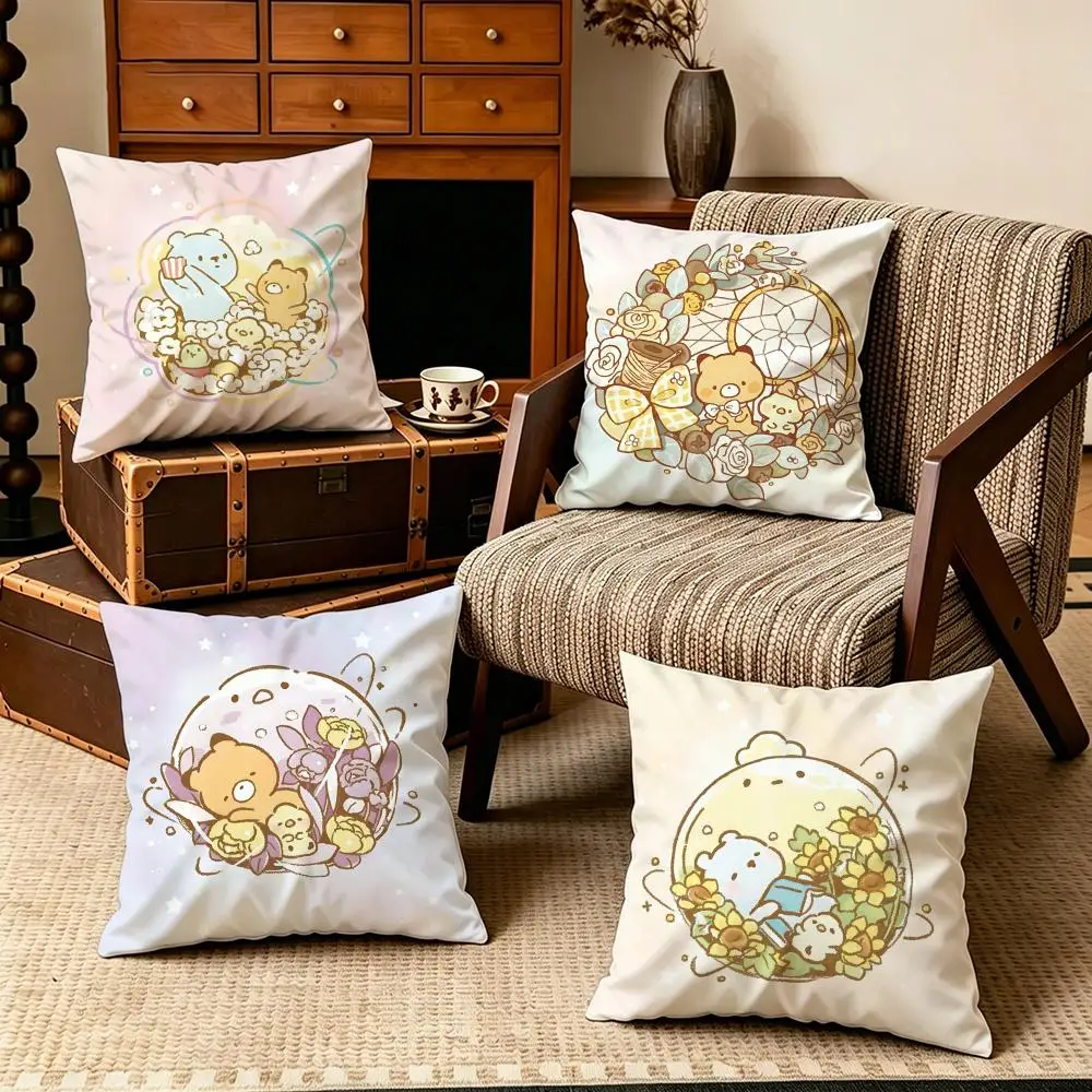 Art-Bear Crystal Ball ArtS Cushion Cover Soft Velvet Cushion Cover Set 4Pcs 50x50 45x45 Zipper Pillowcase for Home Decor