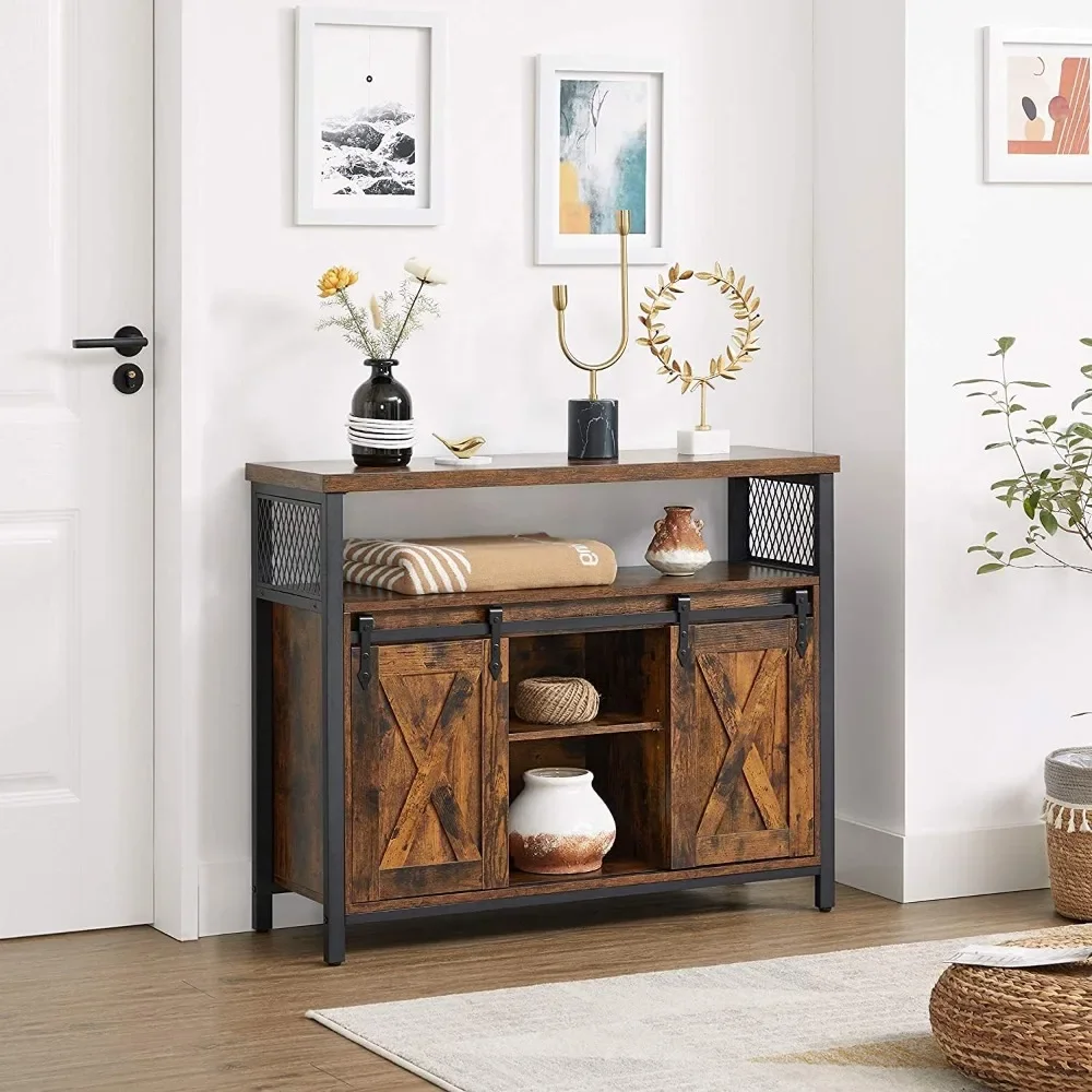 Buffet Cabinet, Storage Cabinet, Sideboard with 2 Sliding Barn Doors, Adjustable Shelves,13 x 39.4 x 31.5 Inches,for Living Room