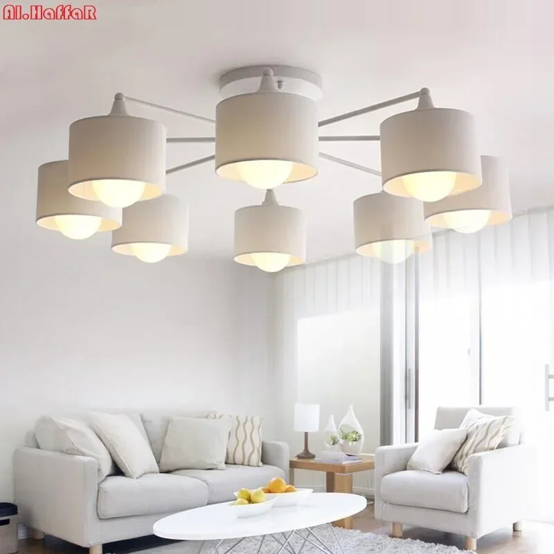 

Modern LED white/black/Gold/Silver ceiling Chandeliers E27 With Lampshade simple creative Lighting Fixtures for Living room