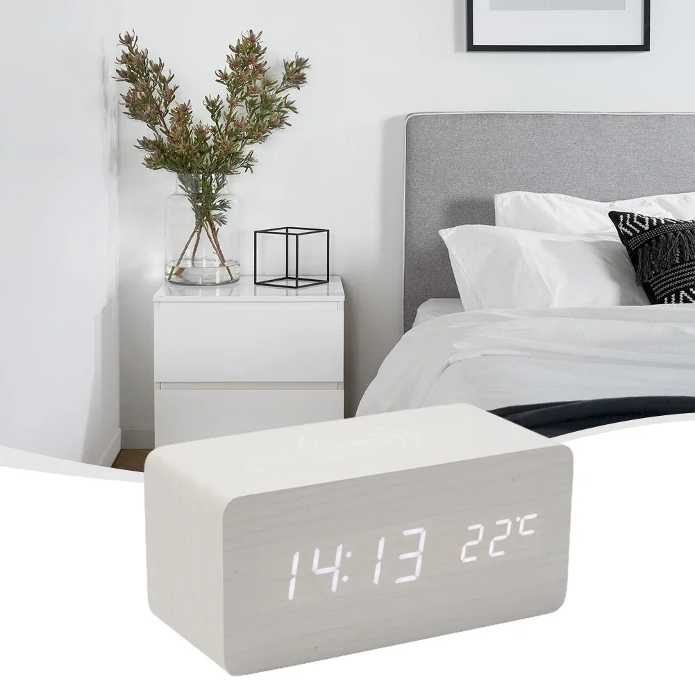 Home Décor Clock Office Decor Wireless Charging 12/24 Hour Switch 185 * 85 * 87mm 4 AAA Batteries Work Alarm Settings