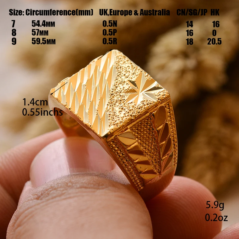 Dubai Middle Eastern Gold Color Rings For  Men Women Weddings Ring Engagements Flower and Gifts