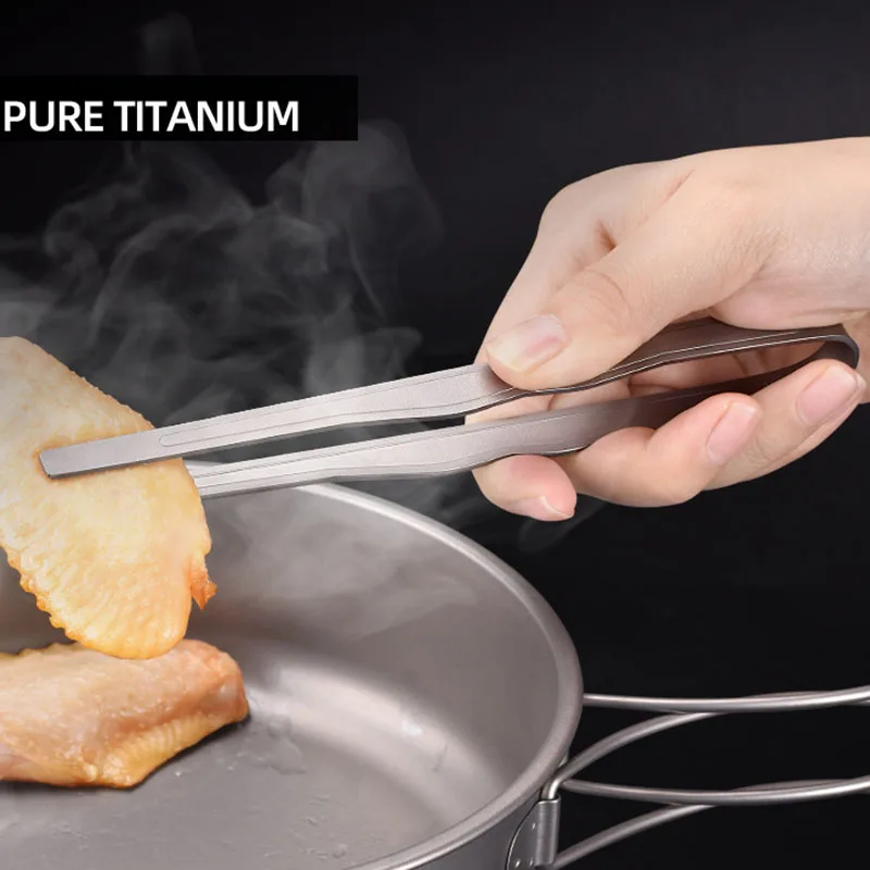 

22.8g (Small Size) Mini Titanium BBQ Tongs - Compact Camping Grill Tool For Outdoor Cooking, Heat-Resistant & Portable Cooking