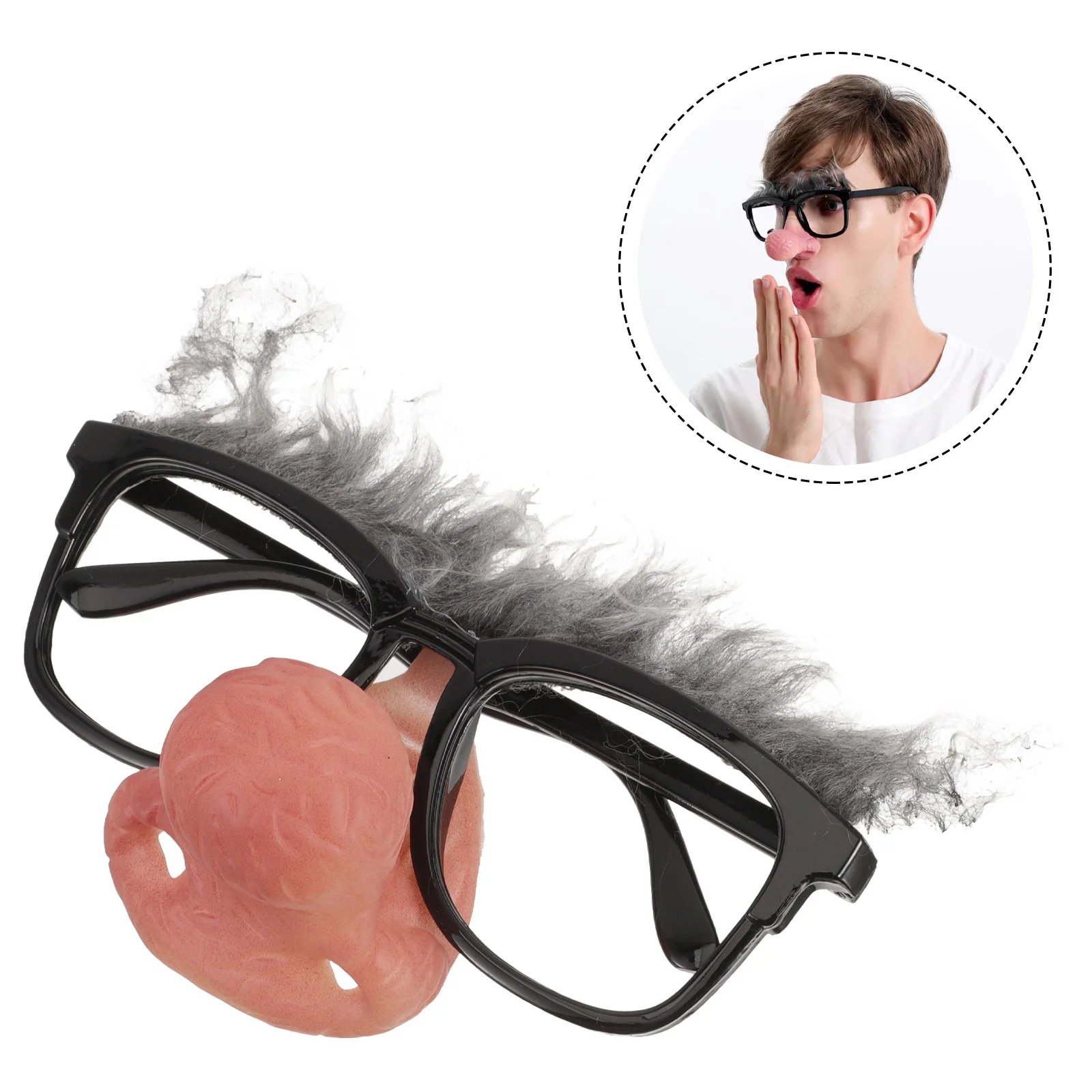 

Funny Clown Glasses Shape Prop Big Nose Uncle Professional Party Props Stage Props for Christmas Halloween Party (Black)