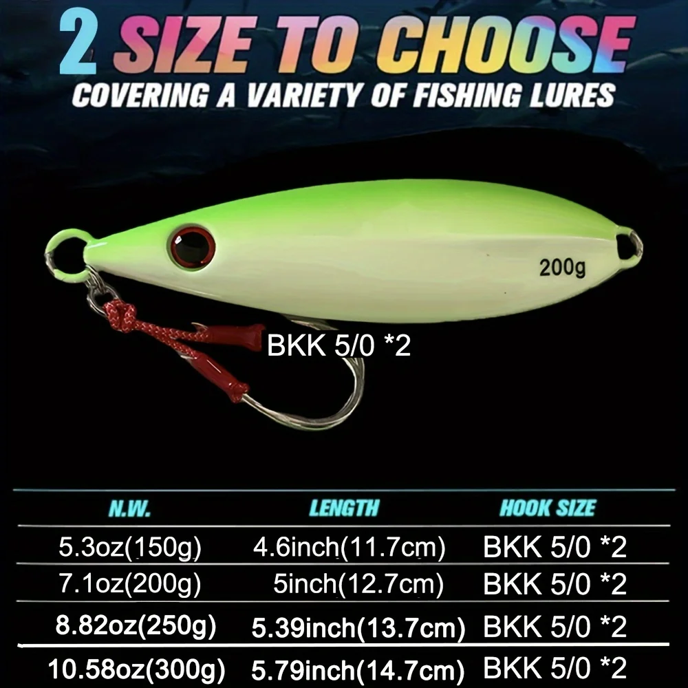 Slow-Pitch-Jig 150-300g – Salzwasser-Vertikalköder mit 5/0 # Assist-Haken, 1 Stück Hochleistungs-Ozeanjigging-Ausrüstung – Detail 2