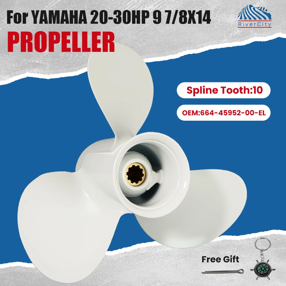 Outboard Propeller 9 7/8x14 For Yamaha 20hp 25hp 30hp Boat Aluminum Alloy Screw 3 Blade 10 Spline Marine Engine 664-45952-00-EL