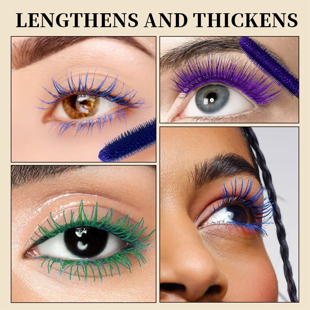Qibest Dreidimensionale Wimperntusche Lila Blau Rot Wimperntusche Basis Langlebige, nicht verschmierende, dauerhafte Curling-Mascara-Styling-Tools