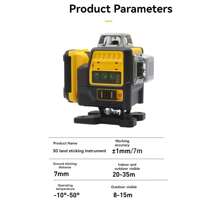 3D Floor Laser Level 20-35m Indoor Visibility 8-15m Outdoor Use Full Copper Motor Home Renovation Tool