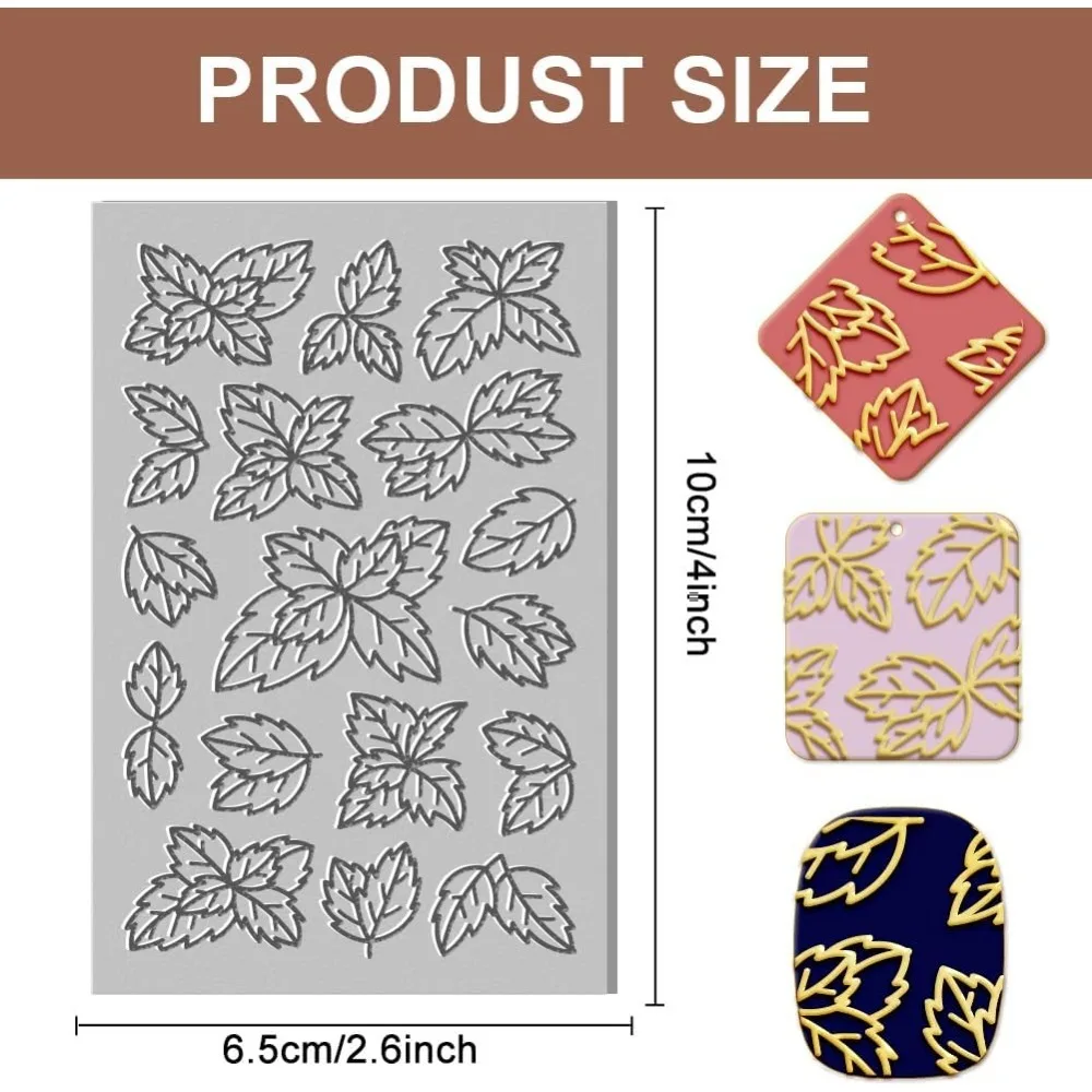 Mint Leaf Rubber Polymer Clay Texture Sheet Leaf Clay Stamp Sheet for Crafts for DIY Clay Jewelry and Earrings Making making kit