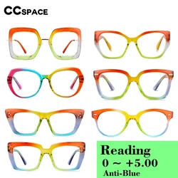 Custom Hyperopia Glasses Anti Blue Light Lens Women Dazzle Colour Rainbow Glasses with Rainbow Case High-Grade Glasses