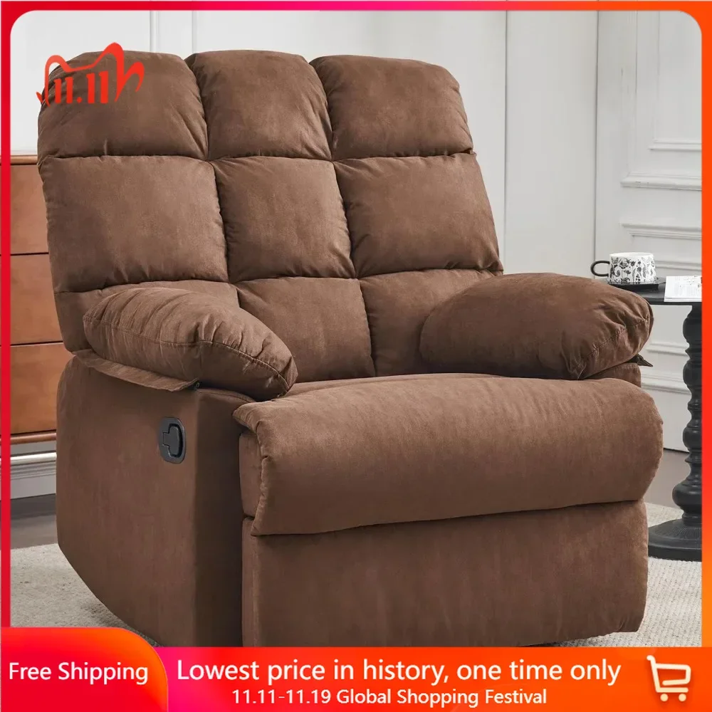 

Living Room Chair, Sturdy Solid Wood and Metal Frame, Overstuffed Large Manual Rocking Recliner, Upholstered Fabric Sofa Chair