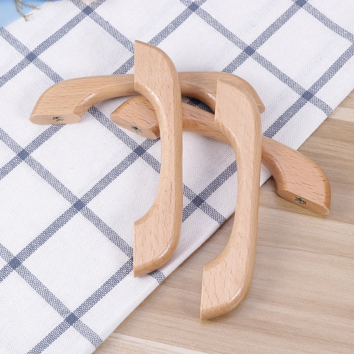 

10pcs Double Hole Wooden Pull For Drawer Wardrobe Durable Lightweight Natural Wood Furniture Knob Modern Simple Design Cabinet