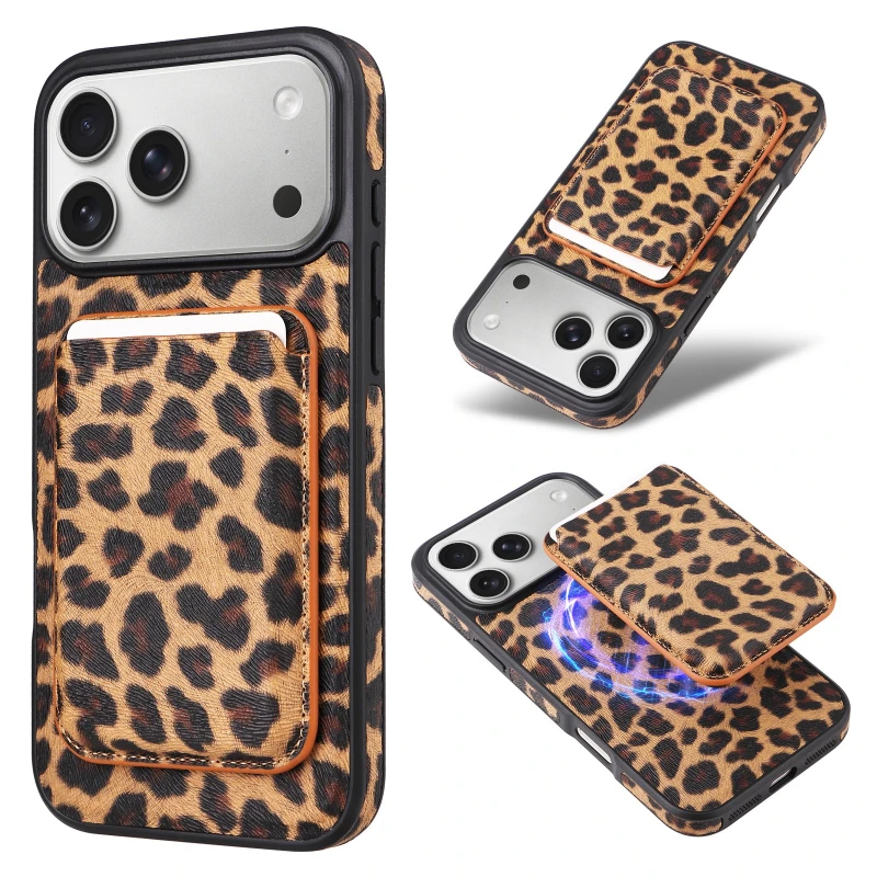 

Strong Magnetic Card Holder Leather Wallet Case For Magsafe iPhone 17 16 15 14 13 Pro Max Plus 16E 17Air Wireless Charging Cover