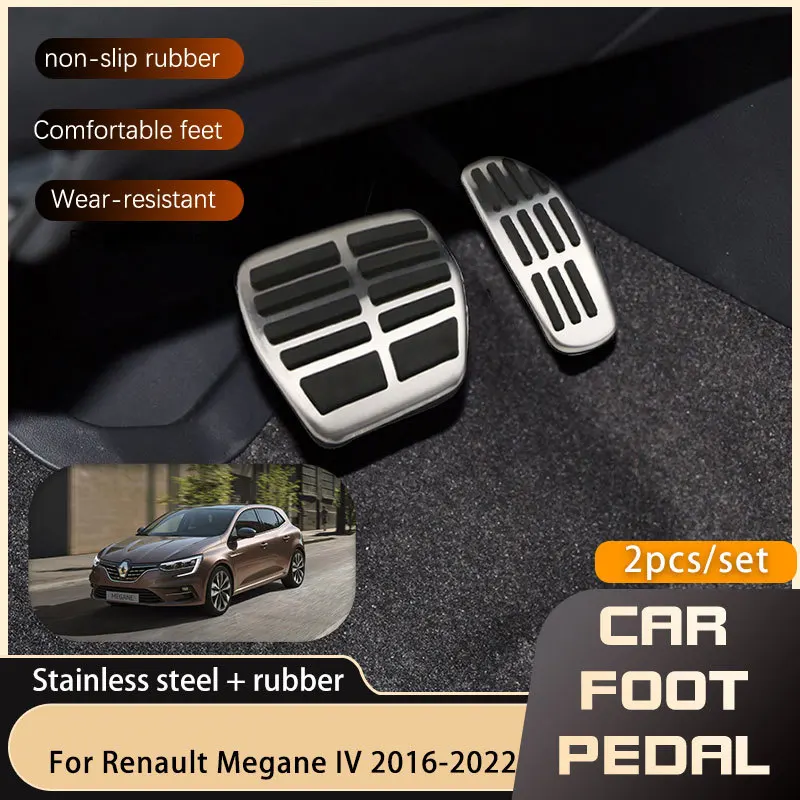 AT MT Car Foot Pedals For Renault Megane IV 2016 2017 2018 2019 2020 2021 2022 Gas Fuel Brake Stainless Steel Non-slip Pedal Pad